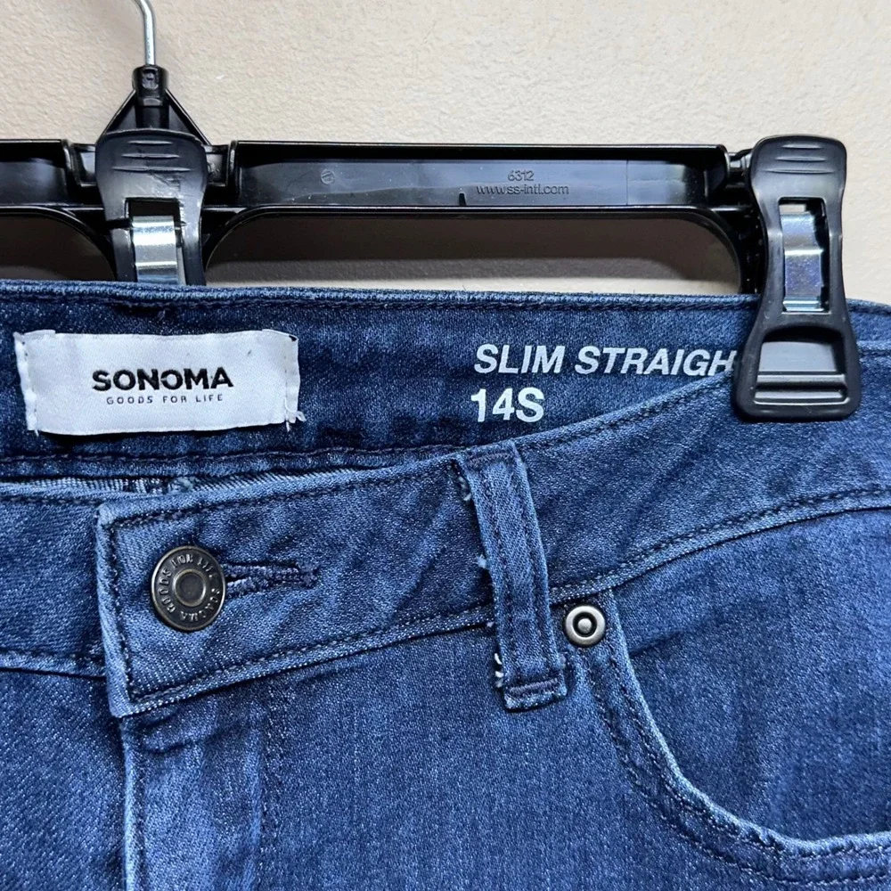 SONOMA Goods for Life Slim Straight‎ Dark Wash Blue Jeans Women's Size 14S